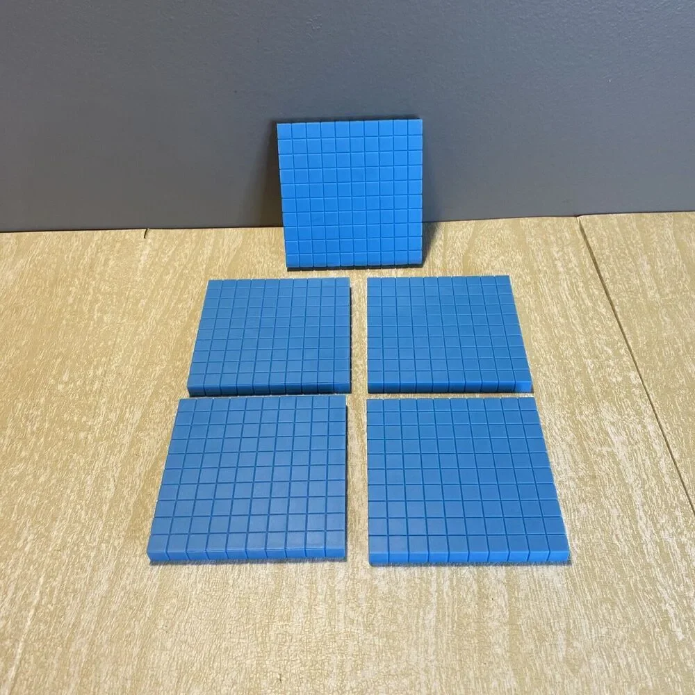 Base 10 Blocks 100 Flats Set of 5 Blue Math Manipulatives Plastic Blocks
